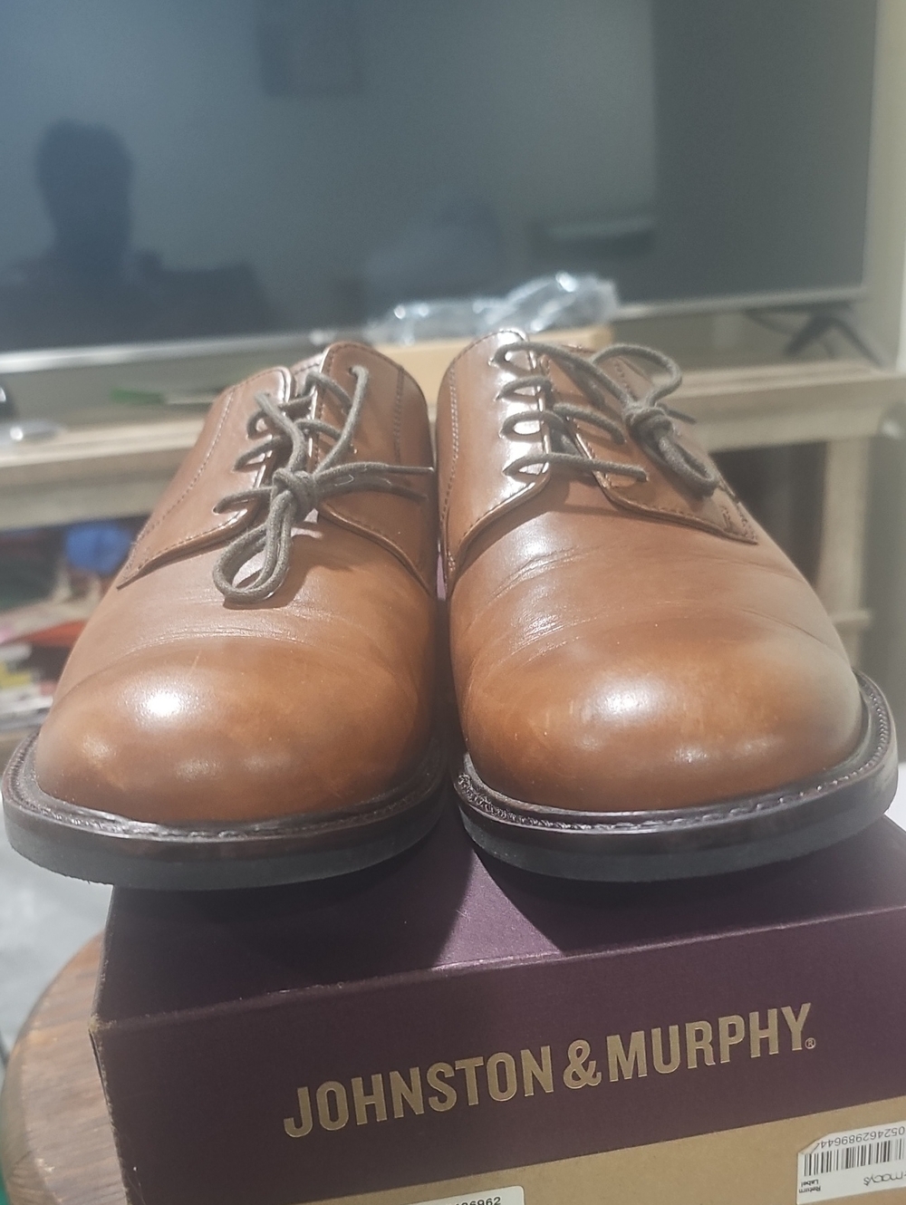 Johnston & Murphy Tan Leather Oxford Lace-Up Shoes